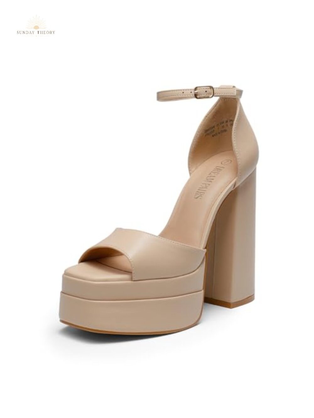 Faux Leather Platform Heeled Sandals with Ankle Strap